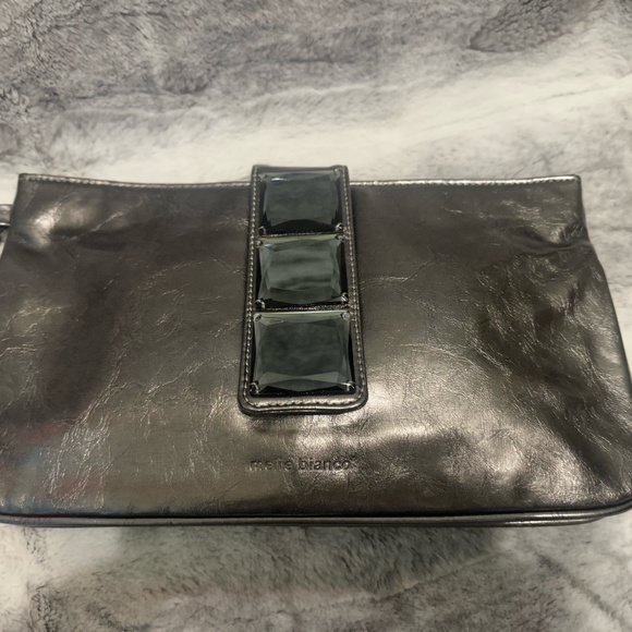 Melie Bianco Silver Clutch Wristlet Bag - Picture 7 of 9